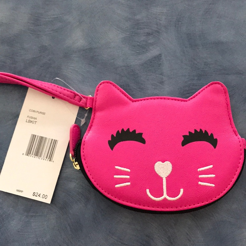 Betsy Johnson pink cat coin purse.